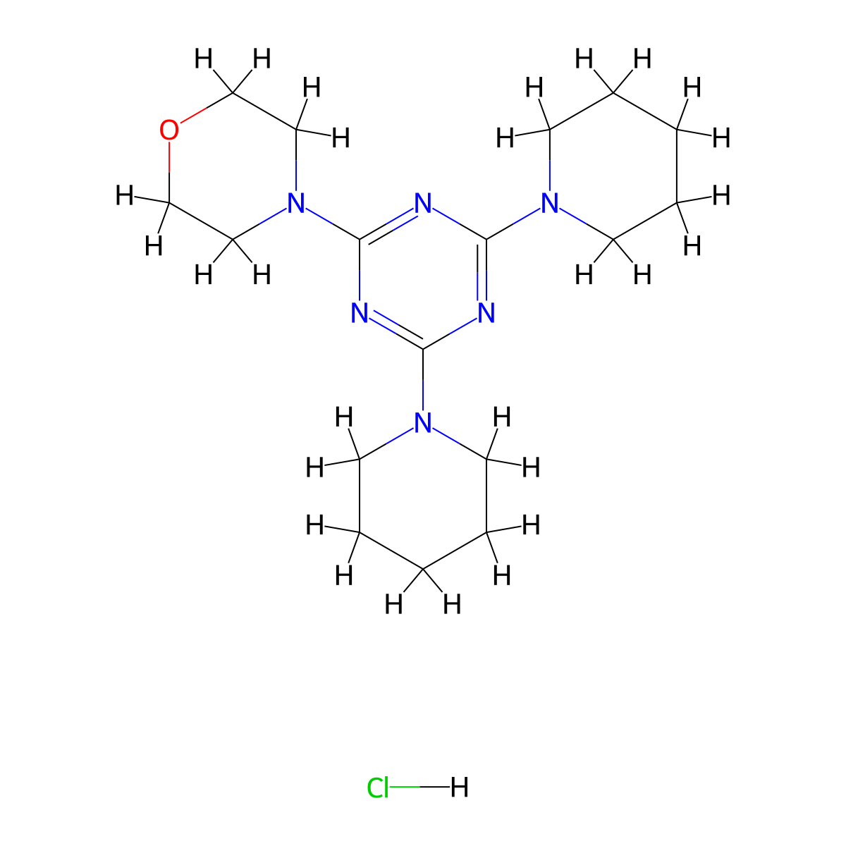 4-(4,6-Di(piperidin-1-yl)-1,3,5-triazin-2-yl)morpholine hydrochloride molecular structure, CAS 1179499-15-0