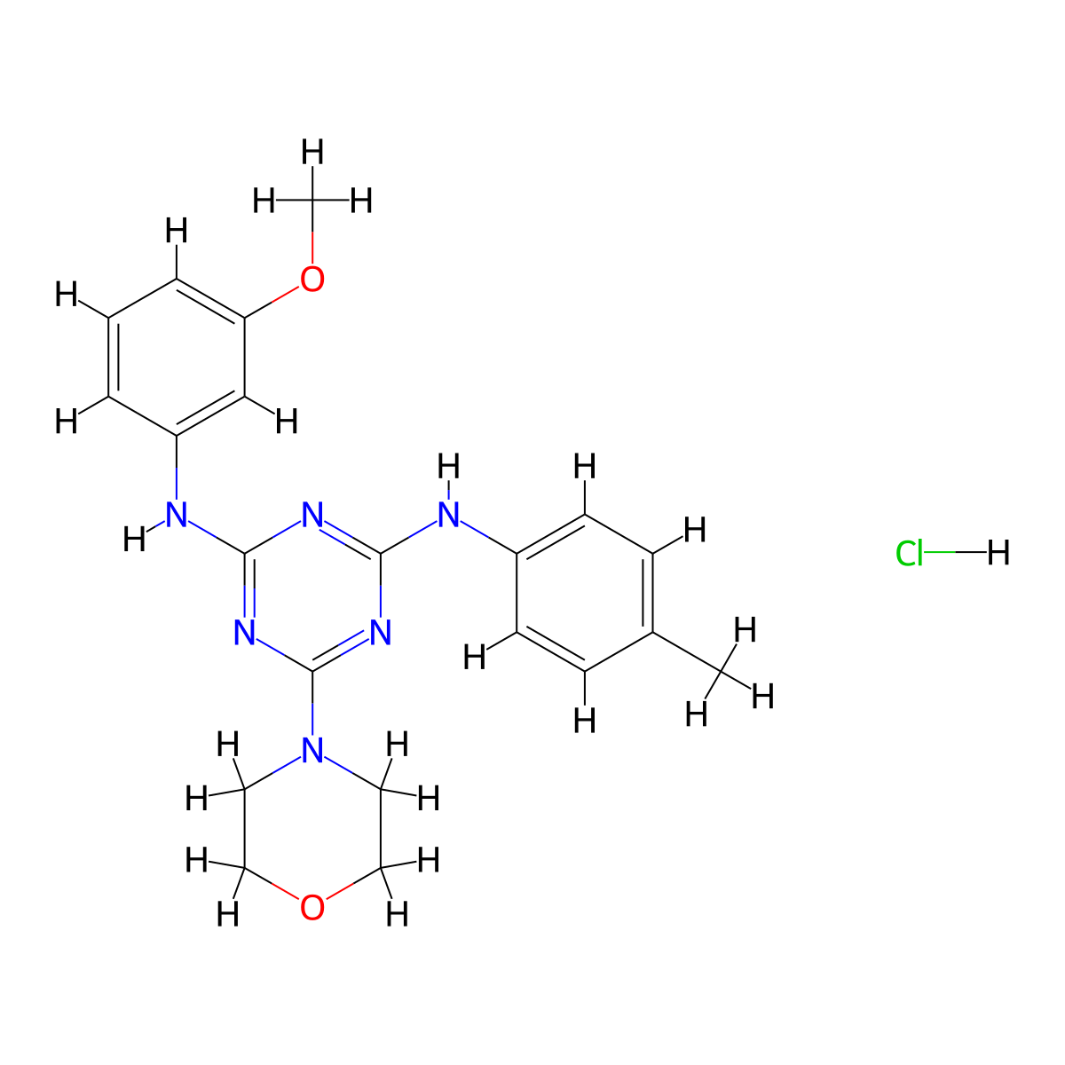 N2-(3-methoxyphenyl)-6-morpholino-N4-(p-tolyl)-1,3,5-triazine-2,4-diamine hydrochloride molecular structure, CAS 1179499-21-8