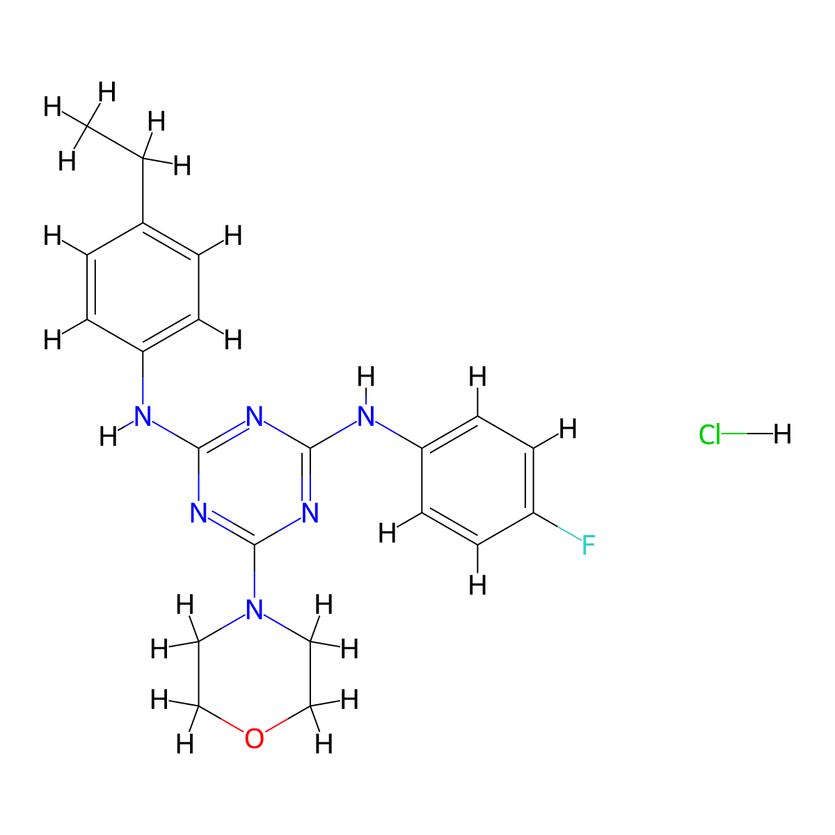 N2-(4-ethylphenyl)-N4-(4-fluorophenyl)-6-morpholino-1,3,5-triazine-2,4-diamine hydrochloride molecular structure, CAS 1179501-17-7