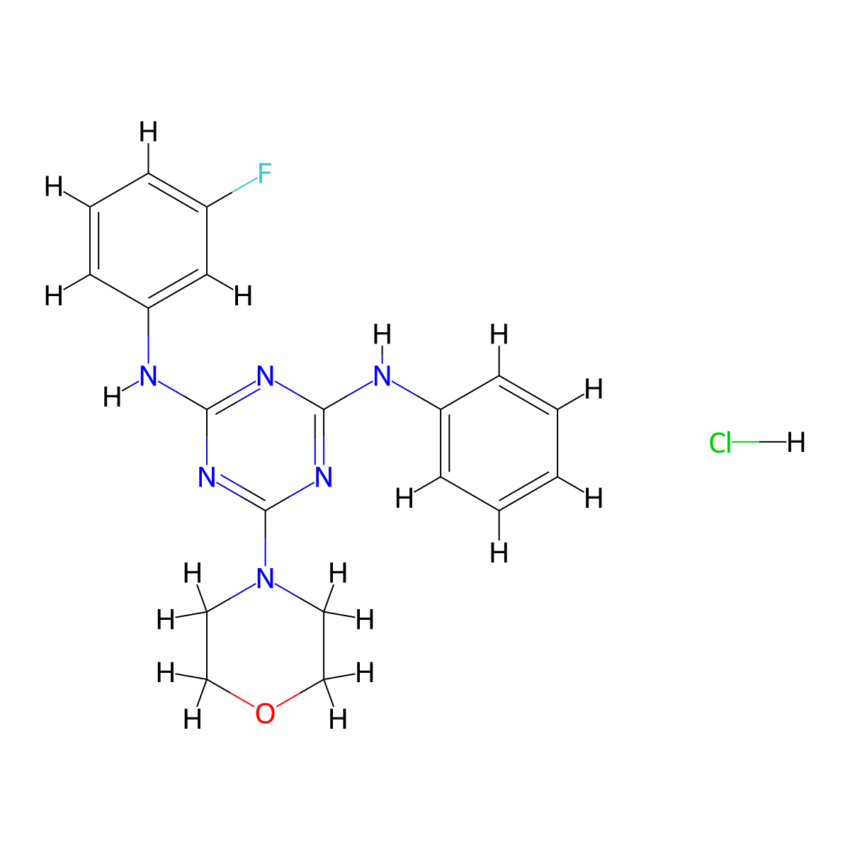 N2-(3-fluorophenyl)-6-morpholino-N4-phenyl-1,3,5-triazine-2,4-diamine hydrochloride molecular structure, CAS 1179502-50-1