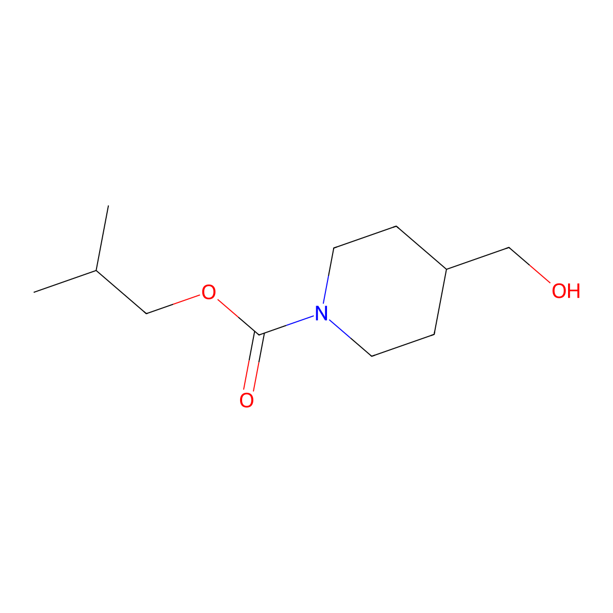 2-Methylpropyl 4-(hydroxymethyl)piperidine-1-carboxylate molecular structure, CAS 1179513-14-4