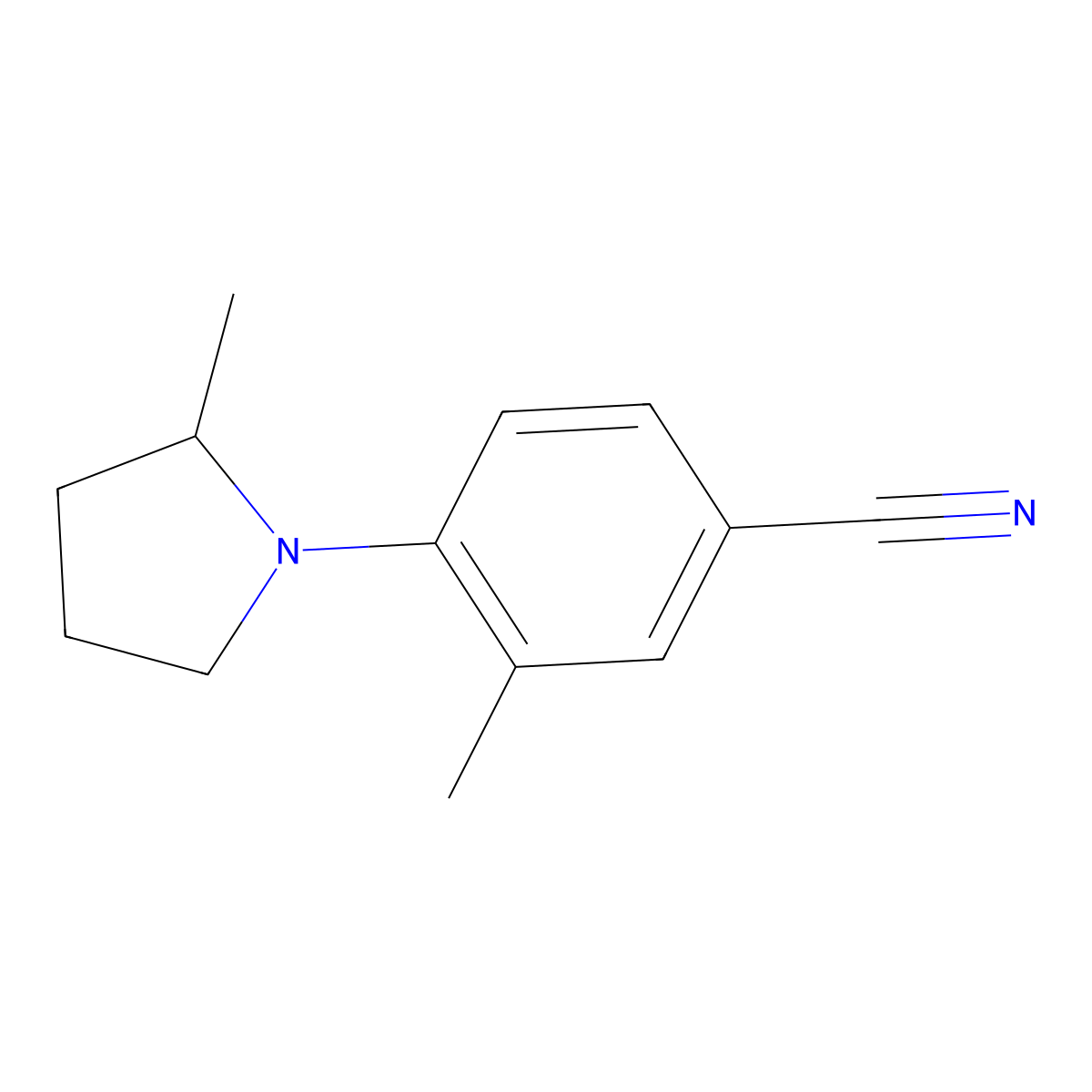 3-Methyl-4-(2-methylpyrrolidin-1-yl)benzonitrile molecular structure, CAS 1179513-37-1