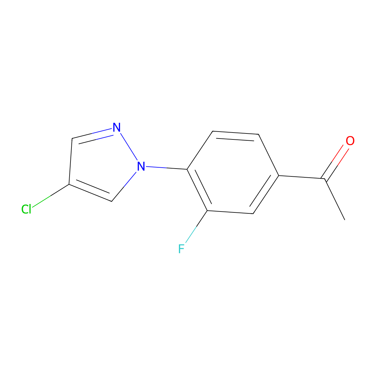 1-(4-(4-Chloro-1h-pyrazol-1-yl)-3-fluorophenyl)ethan-1-one molecular structure, CAS 1179519-69-7