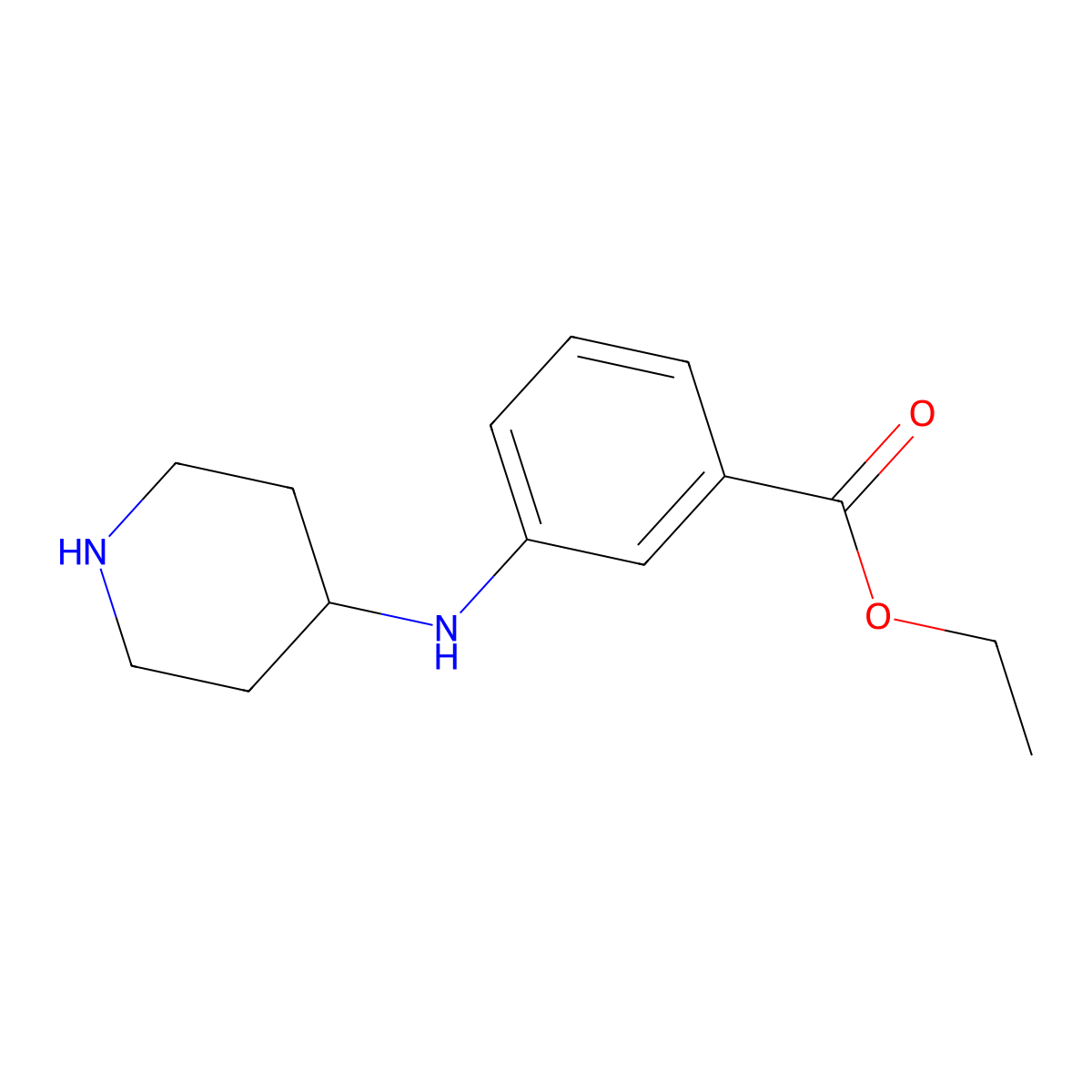 Ethyl 3-[(piperidin-4-yl)amino]benzoate molecular structure, CAS 1179519-86-8