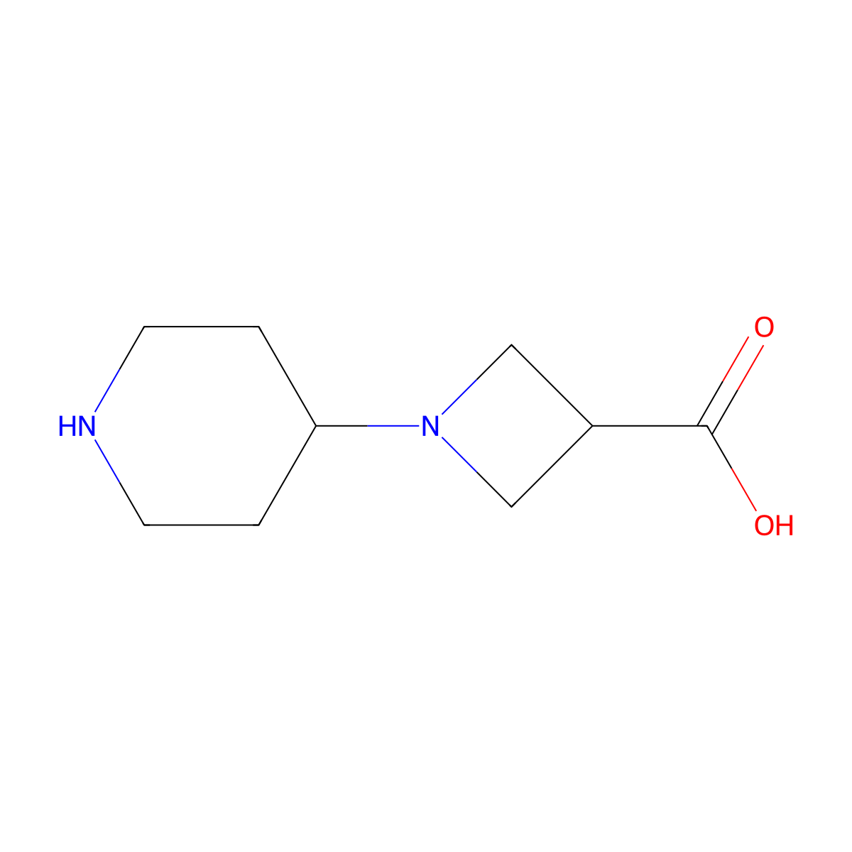 1-Piperidin-4-YL-azetidine-3-carboxylic acid molecular structure, CAS 1179533-25-5