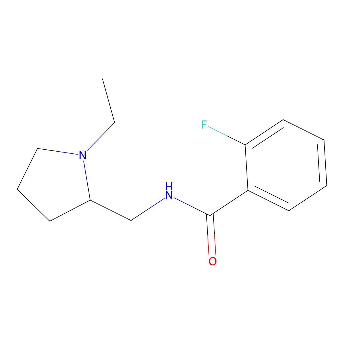 n-((1-Ethylpyrrolidin-2-yl)methyl)-2-fluorobenzamide molecular structure, CAS 1179588-52-3