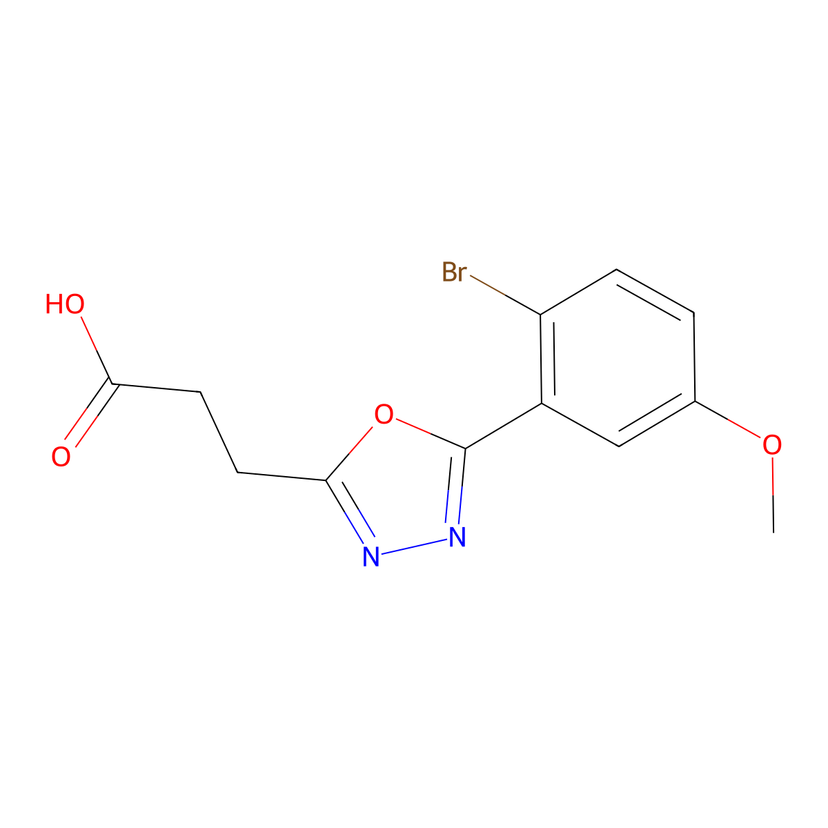 3-[5-(2-Bromo-5-methoxyphenyl)-1,3,4-oxadiazol-2-yl]propanoic acid molecular structure, CAS 1179591-56-0