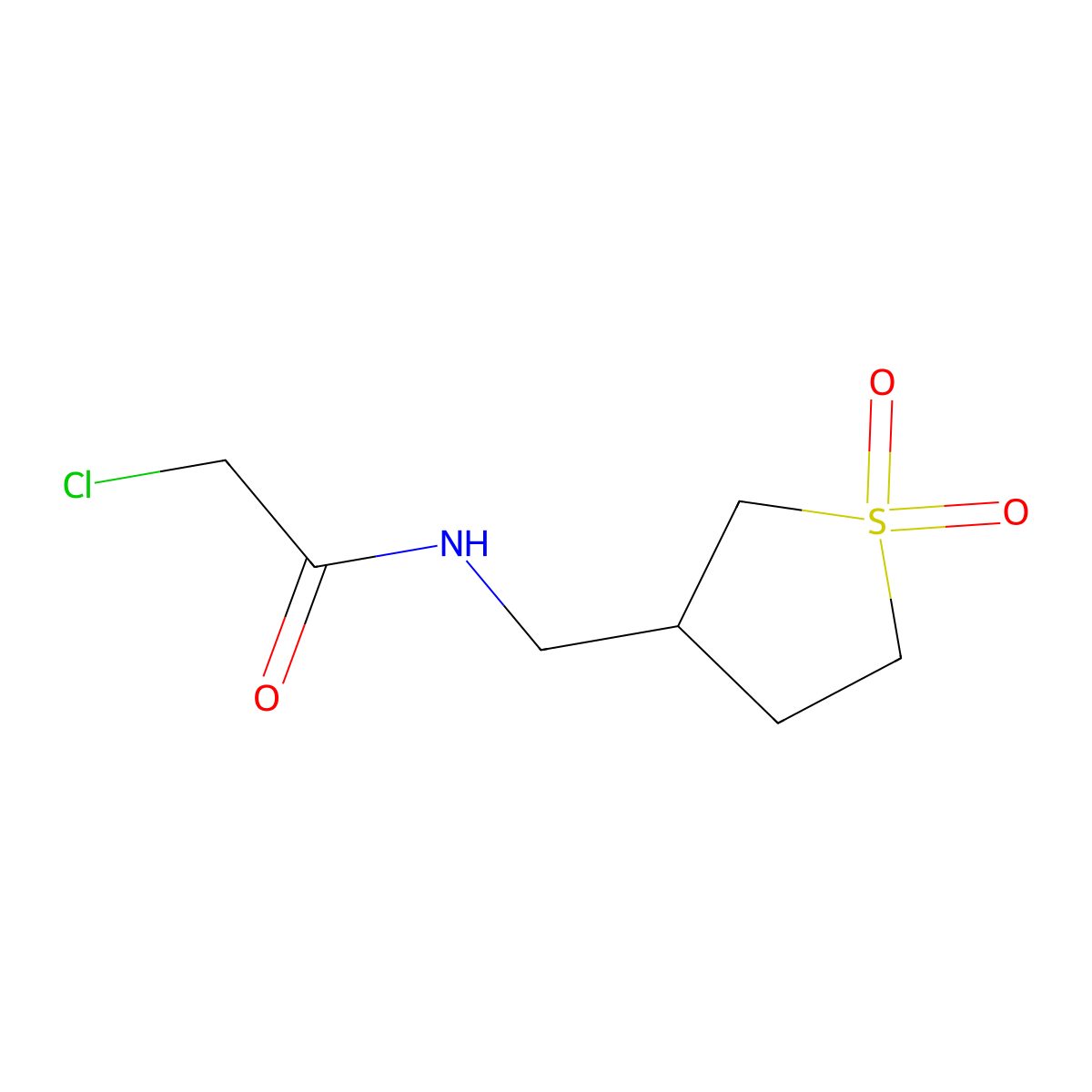 2-chloro-N-[(1,1-dioxo-1lambda6-thiolan-3-yl)methyl]acetamide molecular structure, CAS 1179593-48-6