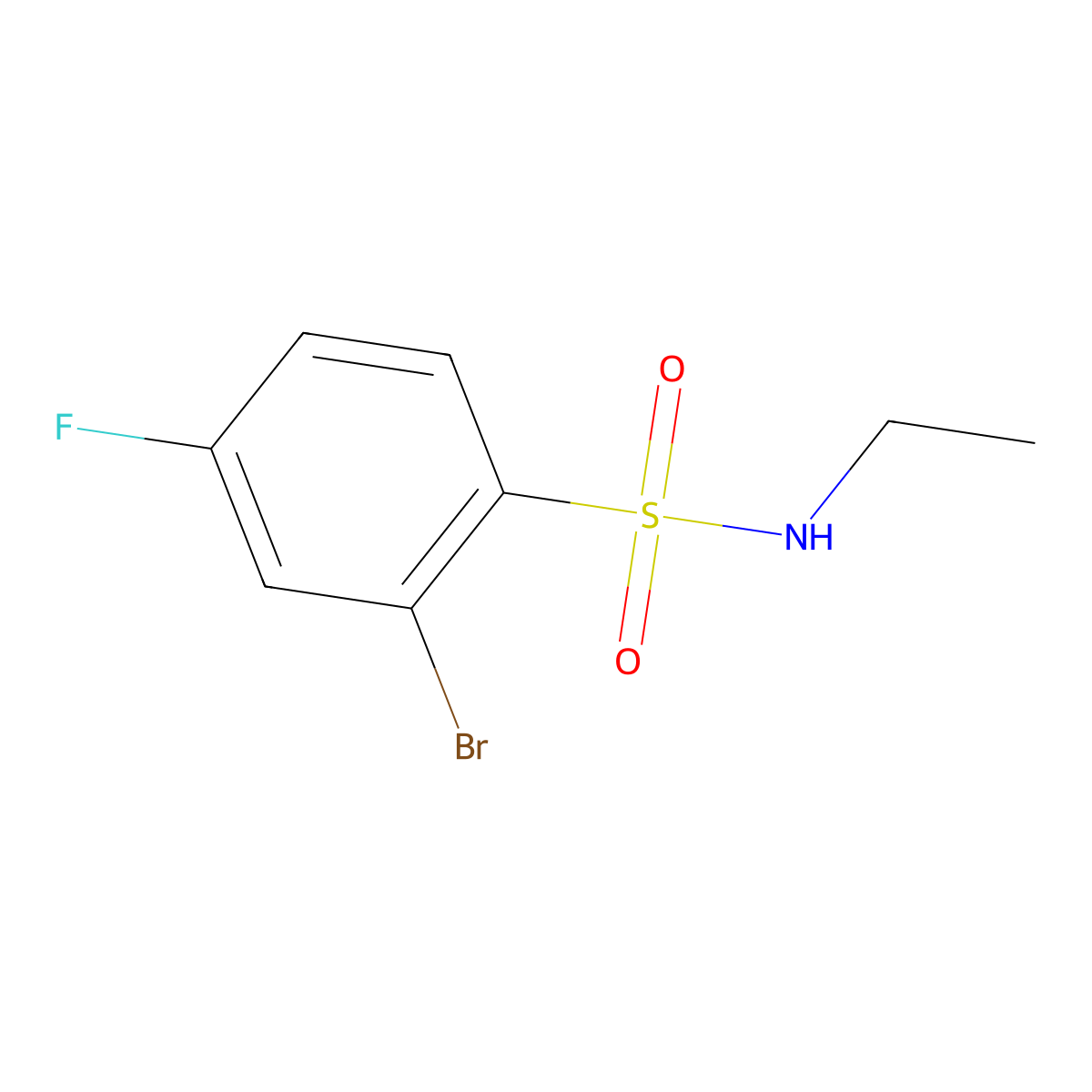 2-Bromo-N-ethyl-4-fluorobenzene-1-sulfonamide molecular structure, CAS 1179595-44-8