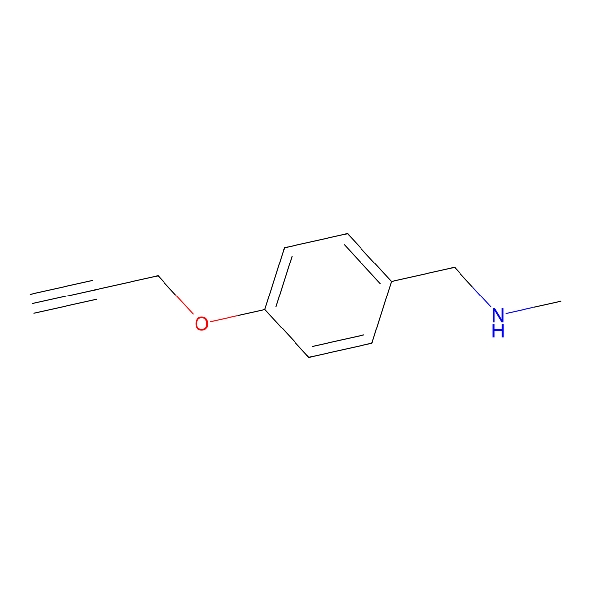 N-Methyl-1-(4-(prop-2-yn-1-yloxy)phenyl)methanamine molecular structure, CAS 1179595-55-1