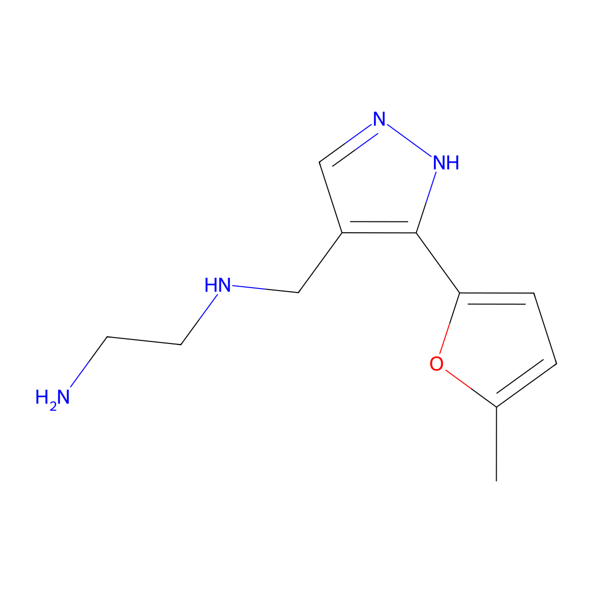 (2-Aminoethyl)({[3-(5-methylfuran-2-yl)-1H-pyrazol-4-yl]methyl})amine molecular structure, CAS 1179596-03-2