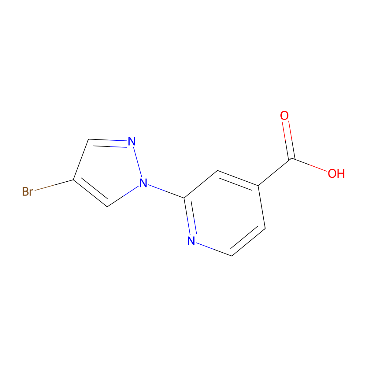 2-(4-bromo-1H-pyrazol-1-yl)isonicotinic acid molecular structure, CAS 1179597-85-3