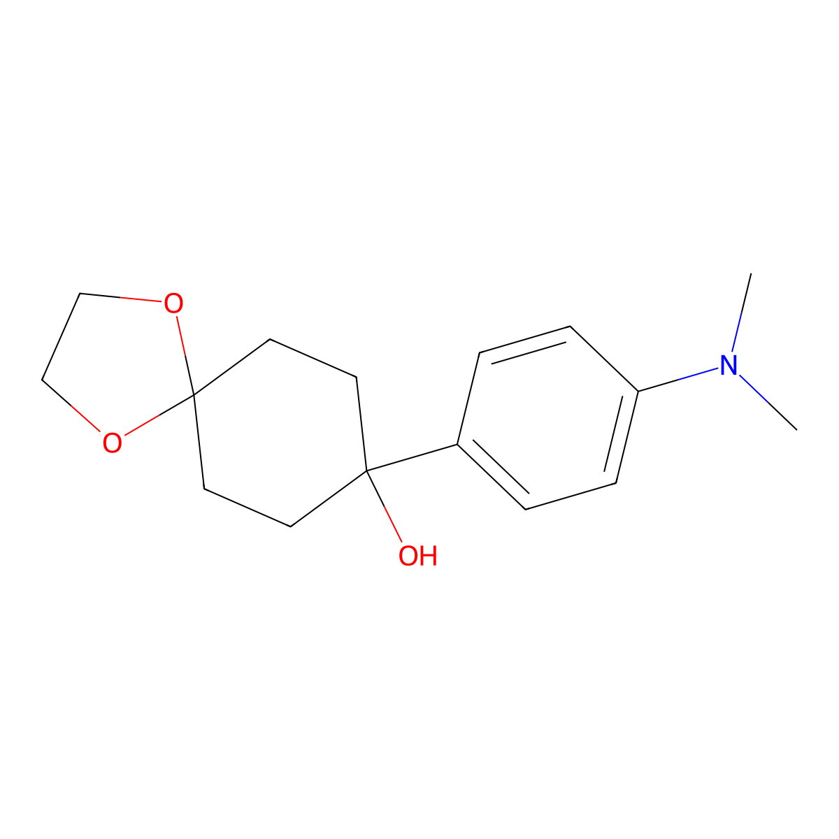 8-(4-(Dimethylamino)phenyl)-1,4-dioxaspiro[4.5]decan-8-ol molecular structure, CAS 117960-27-7