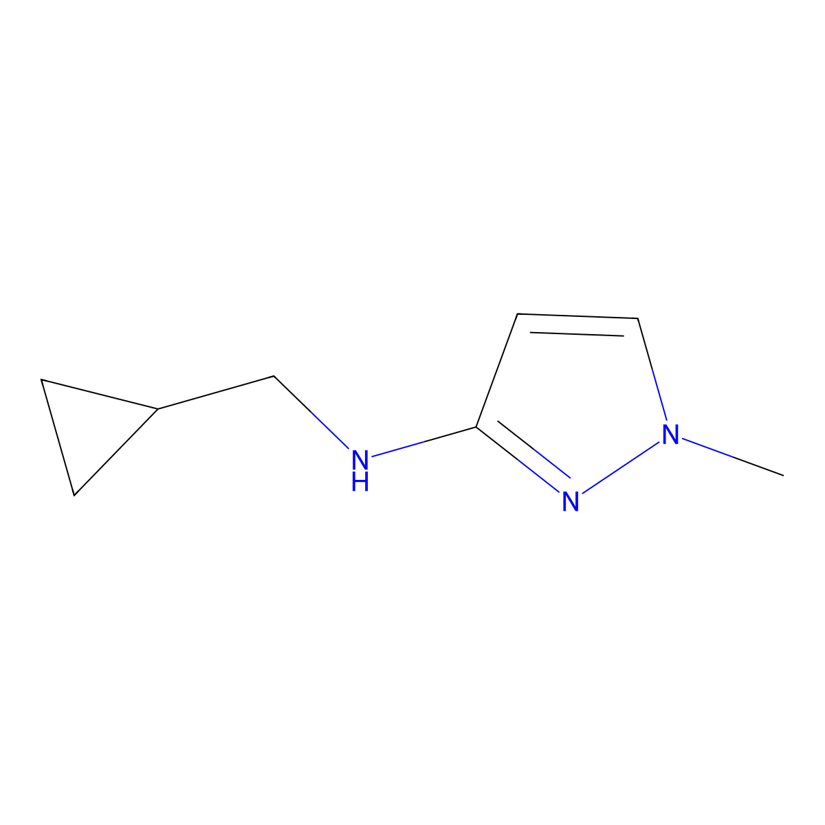 N-(cyclopropylmethyl)-1-methyl-1H-pyrazol-3-amine molecular structure, CAS 1179601-02-5