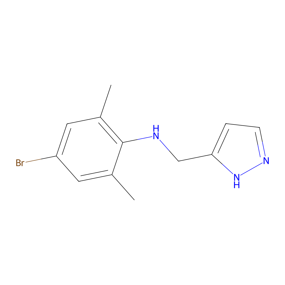 4-bromo-2,6-dimethyl-N-(1H-pyrazol-3-ylmethyl)aniline molecular structure, CAS 1179608-96-8