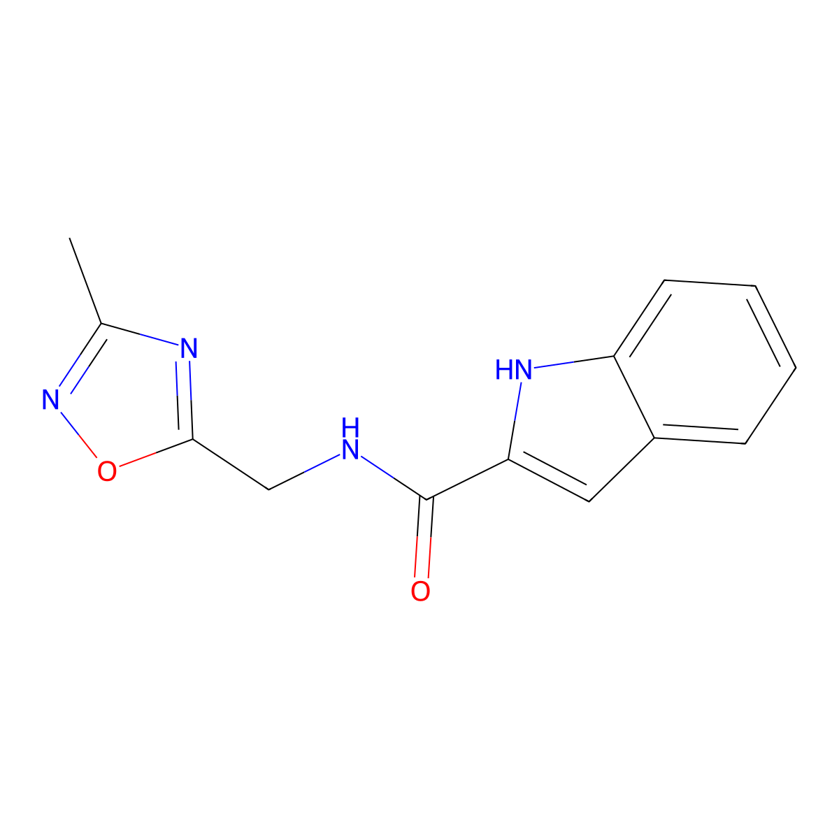 N-[(3-methyl-1,2,4-oxadiazol-5-yl)methyl]-1H-indole-2-carboxamide molecular structure, CAS 1179619-73-8