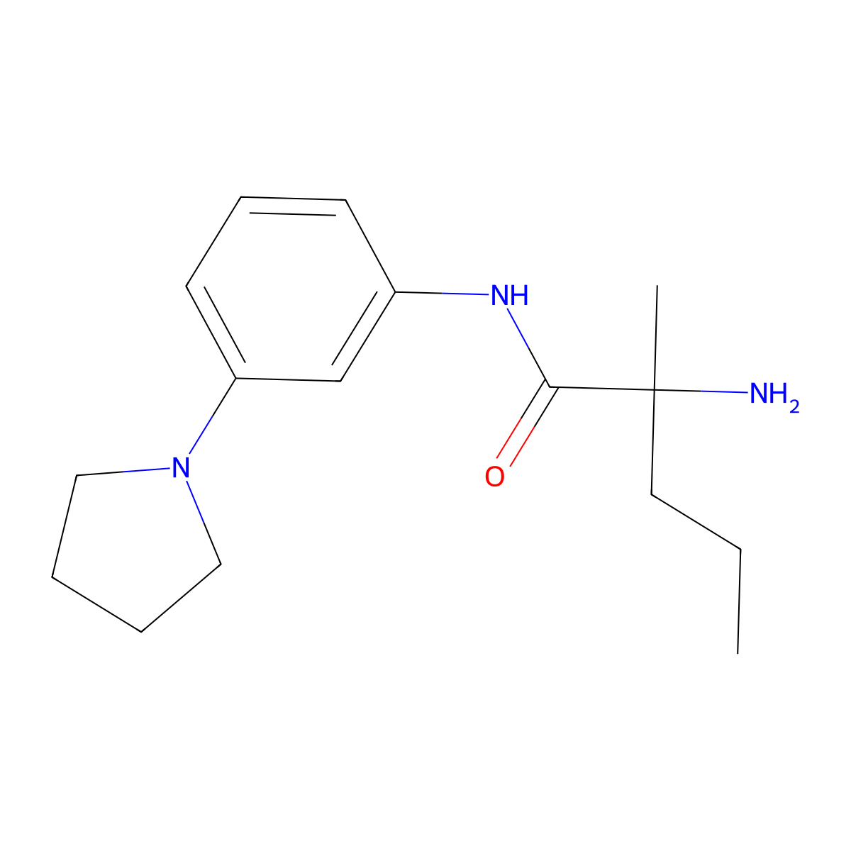 2-amino-2-methyl-N-[3-(pyrrolidin-1-yl)phenyl]pentanamide molecular structure, CAS 1179625-10-5