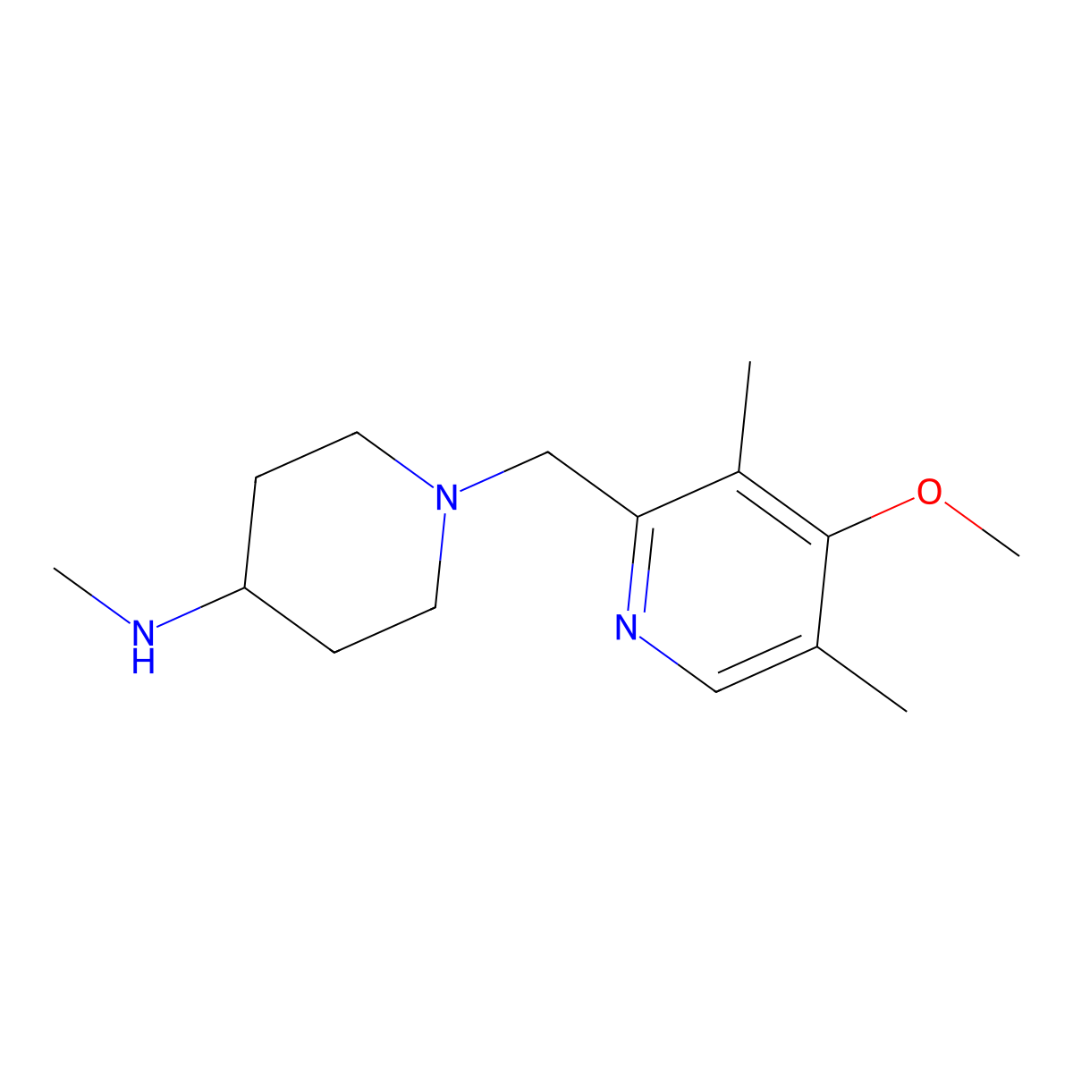 1-[(4-methoxy-3,5-dimethylpyridin-2-yl)methyl]-N-methylpiperidin-4-amine molecular structure, CAS 1179625-25-2