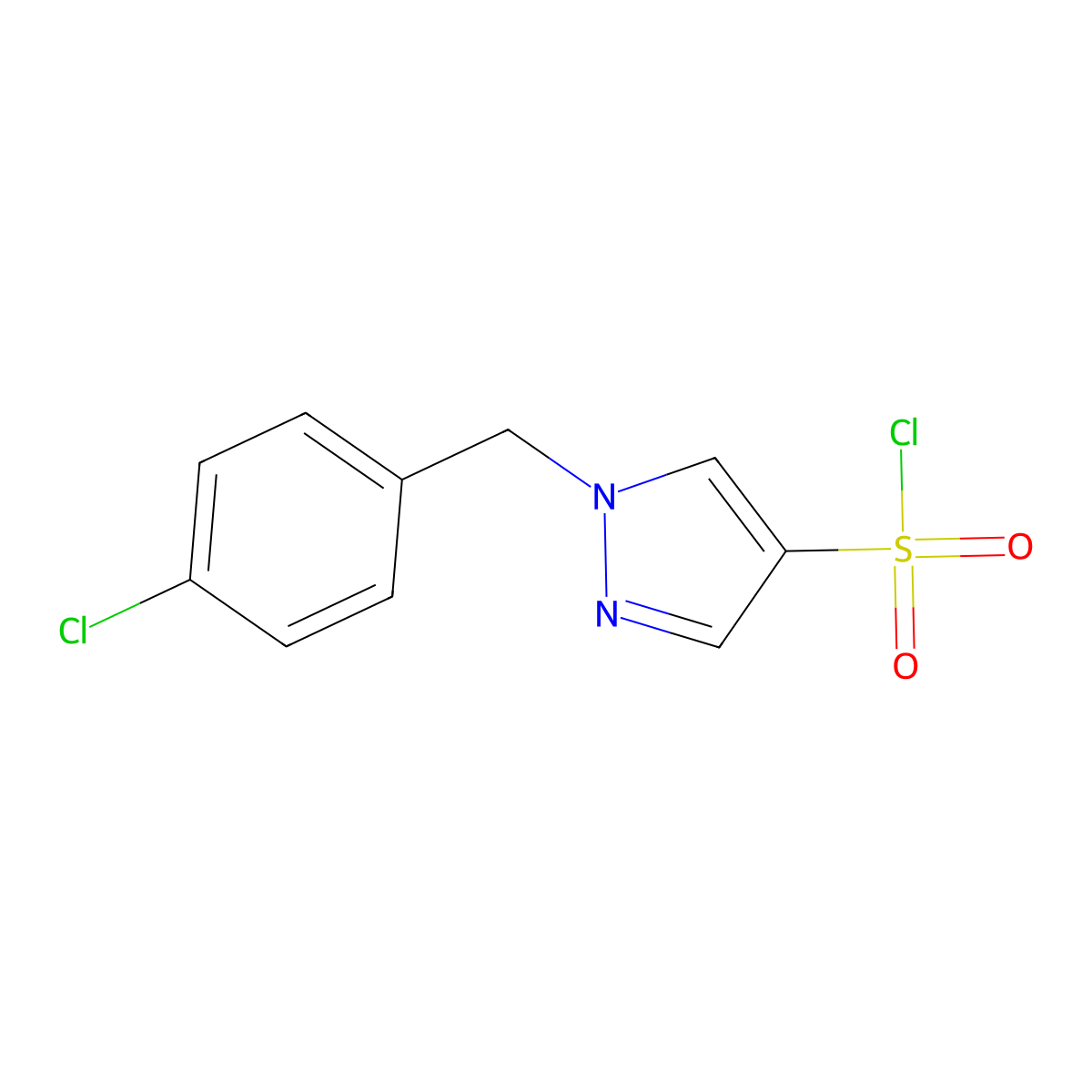 1-((4-chlorophenyl)methyl)-1H-pyrazole-4-sulfonyl chloride molecular structure, CAS 1179625-82-1