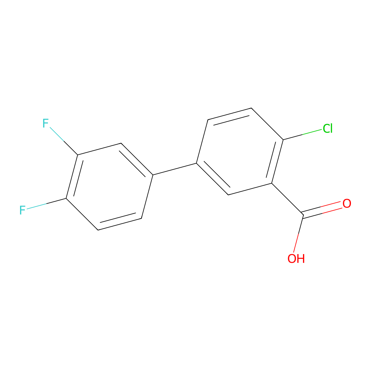 2-Chloro-5-(3,4-difluorophenyl)benzoic acid molecular structure, CAS 1179627-16-7