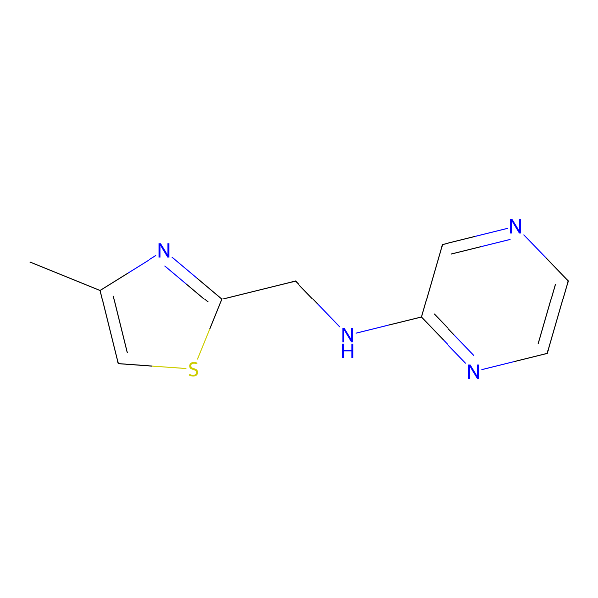 N-[(4-Methyl-2-thiazolyl)methyl]-2-pyrazinamine molecular structure, CAS 1179628-13-7