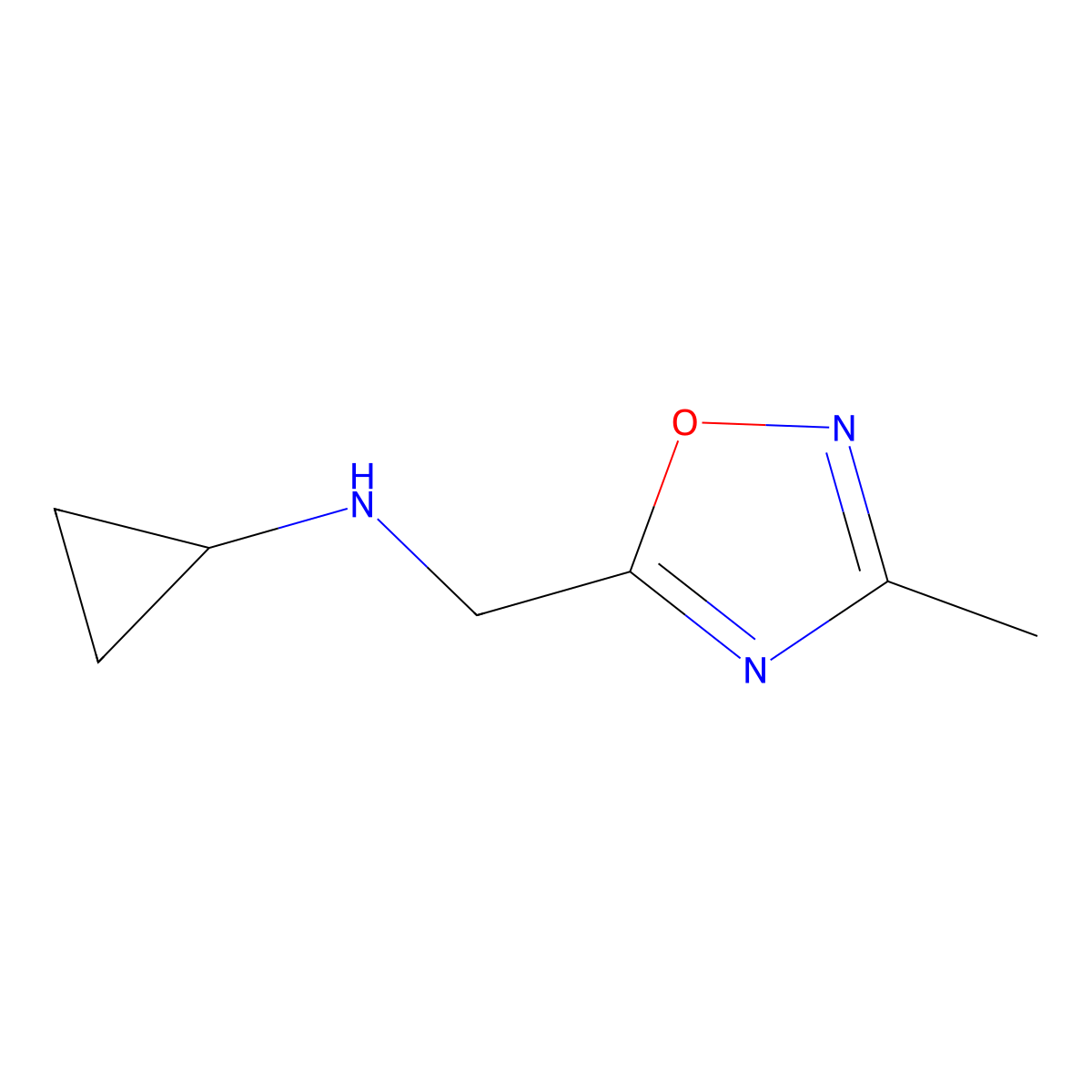 N-[(3-methyl-1,2,4-oxadiazol-5-yl)methyl]cyclopropanamine molecular structure, CAS 1179634-23-1