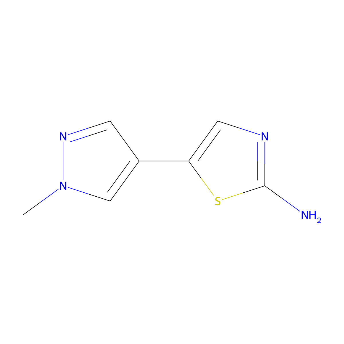 5-(1-Methyl-1H-pyrazol-4-yl)thiazol-2-amine molecular structure, CAS 1179646-26-4