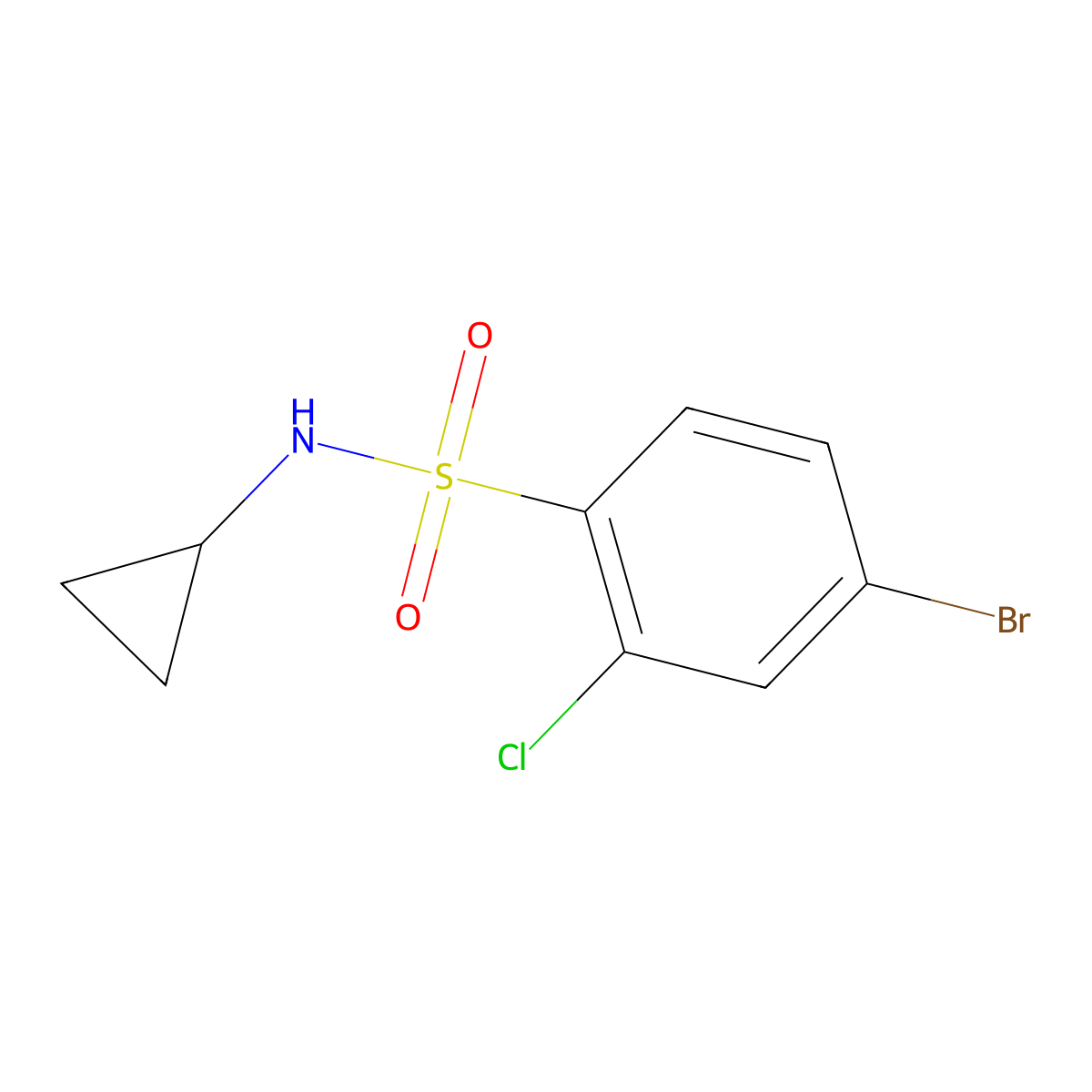 4-bromo-2-chloro-N-cyclopropylbenzenesulfonamide molecular structure, CAS 1179649-04-7