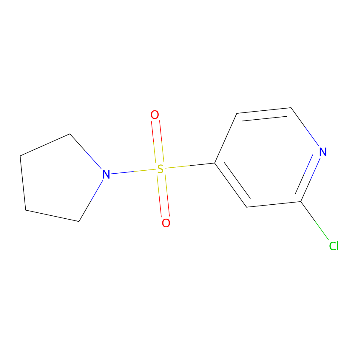 2-Chloro-4-(pyrrolidine-1-sulfonyl)pyridine molecular structure, CAS 1179655-82-3