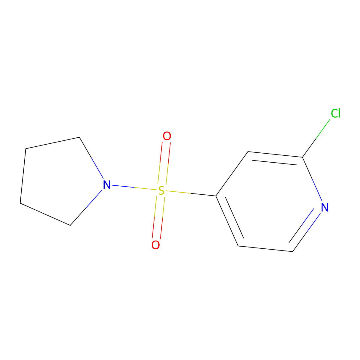 2-Chloro-4-(pyrrolidine-1-sulfonyl)pyridine molecular structure, CAS 1179655-82-3