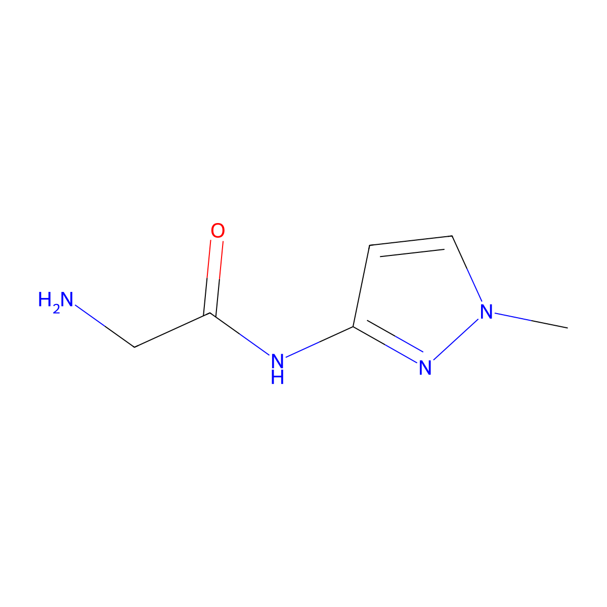 2-amino-N-(1-methyl-1H-pyrazol-3-yl)acetamide molecular structure, CAS 1179656-81-5