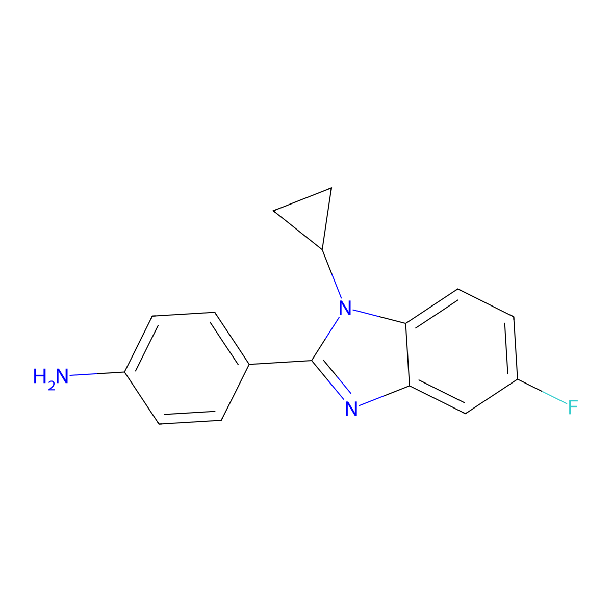 4-(1-Cyclopropyl-5-fluoro-1H-1,3-benzodiazol-2-yl)aniline molecular structure, CAS 1179694-79-1