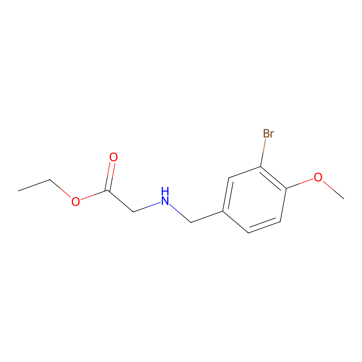 Ethyl 2-((3-bromo-4-methoxybenzyl)amino)acetate molecular structure, CAS 1179698-95-3
