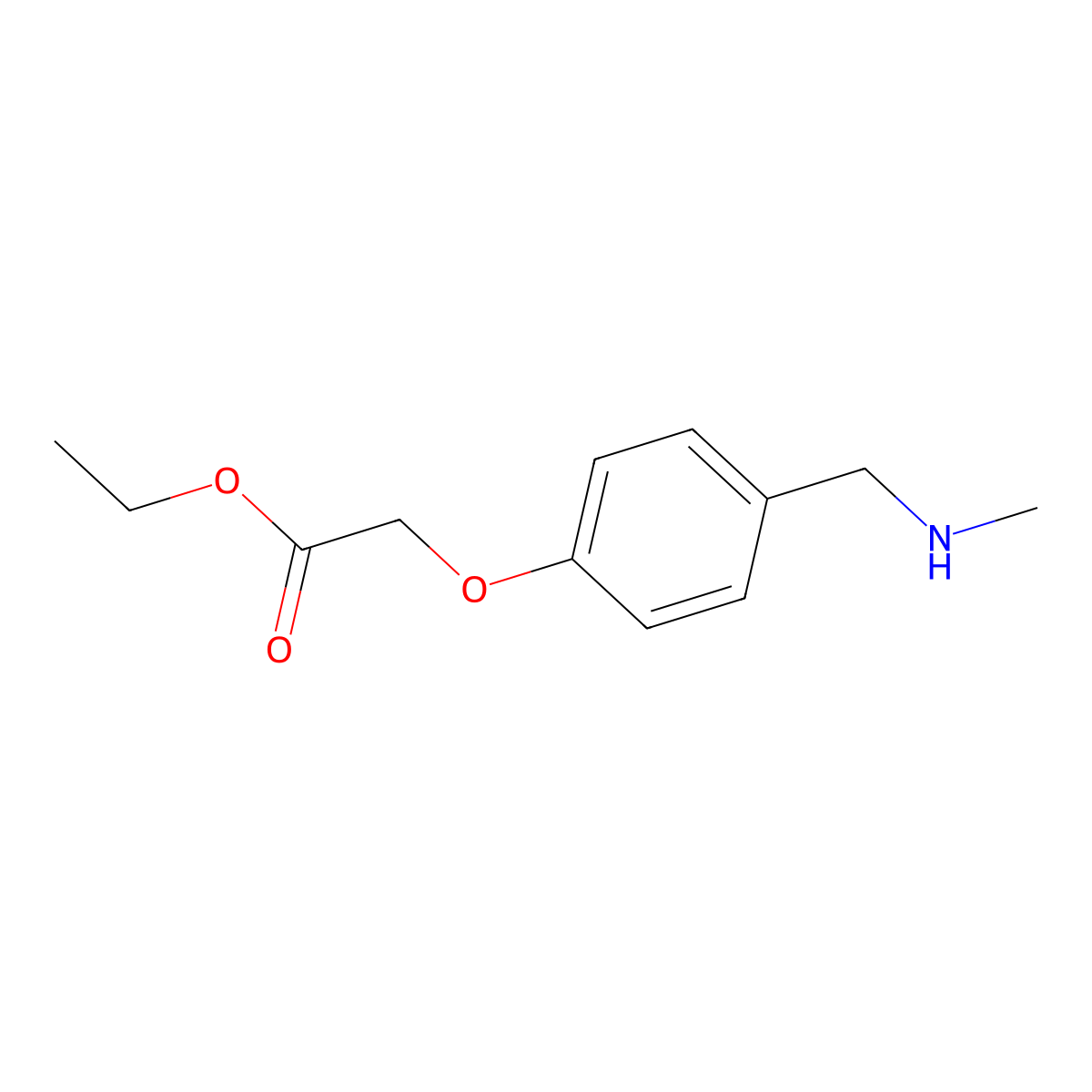 Ethyl 2-{4-[(methylamino)methyl]phenoxy}acetate molecular structure, CAS 1179703-40-2