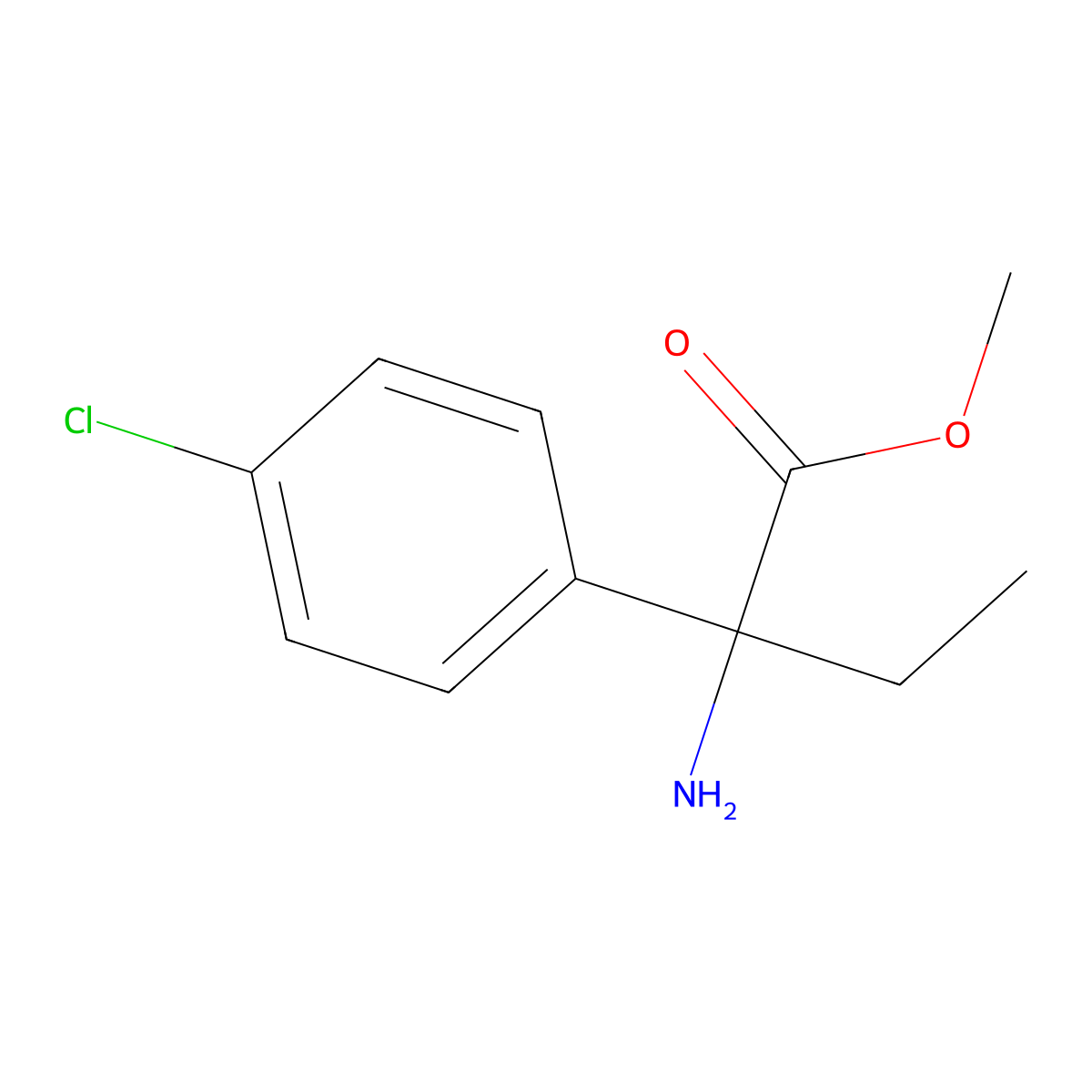 Methyl 2-amino-2-(4-chlorophenyl)butanoate molecular structure, CAS 1179711-47-7