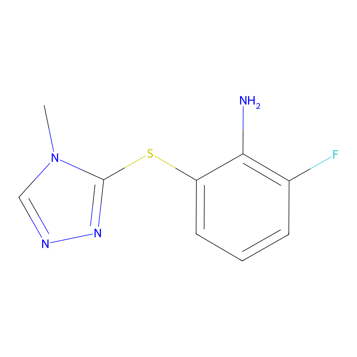 2-fluoro-6-[(4-methyl-4H-1,2,4-triazol-3-yl)sulfanyl]aniline molecular structure, CAS 1179713-98-4