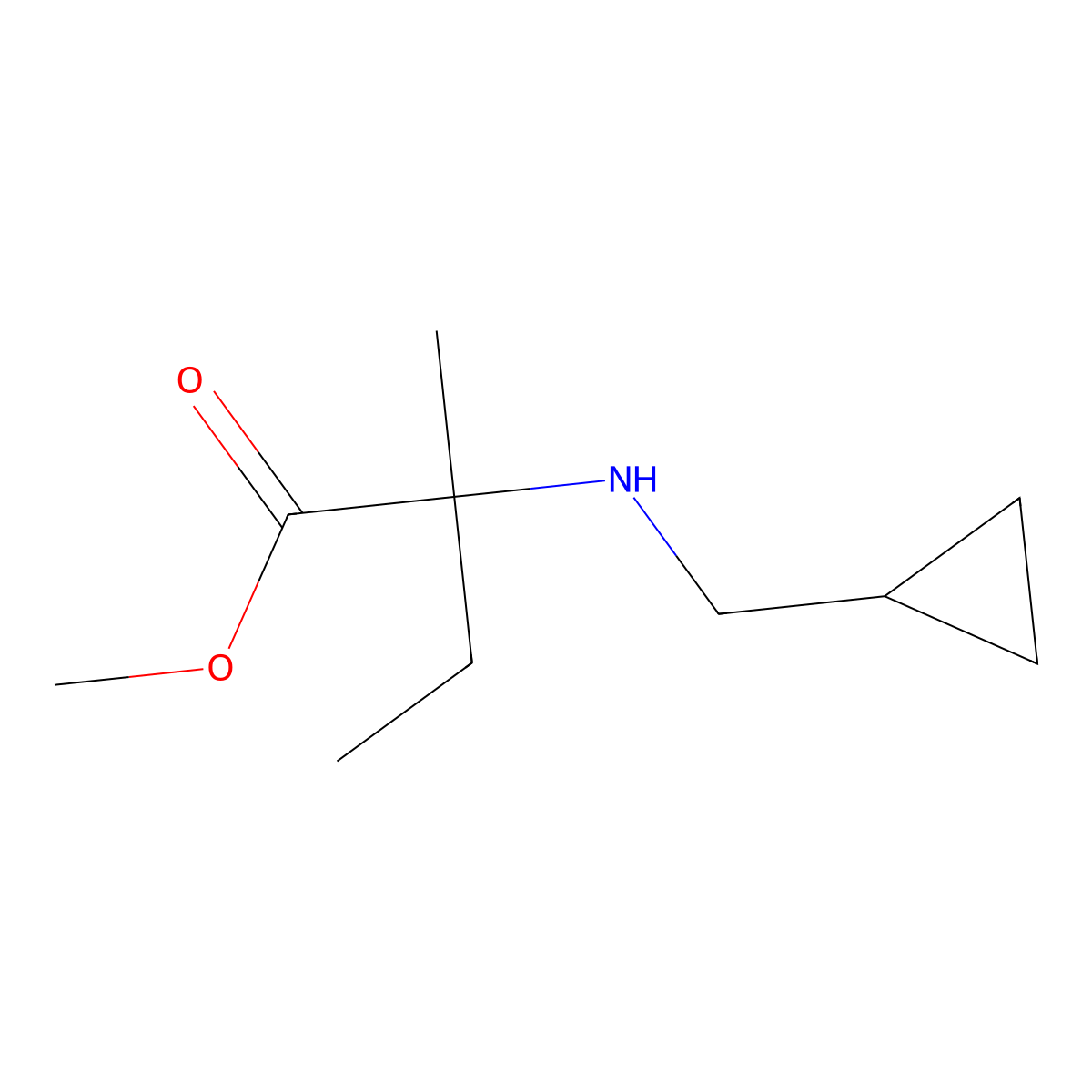 Methyl 2-[(cyclopropylmethyl)amino]-2-methylbutanoate molecular structure, CAS 1179717-49-7