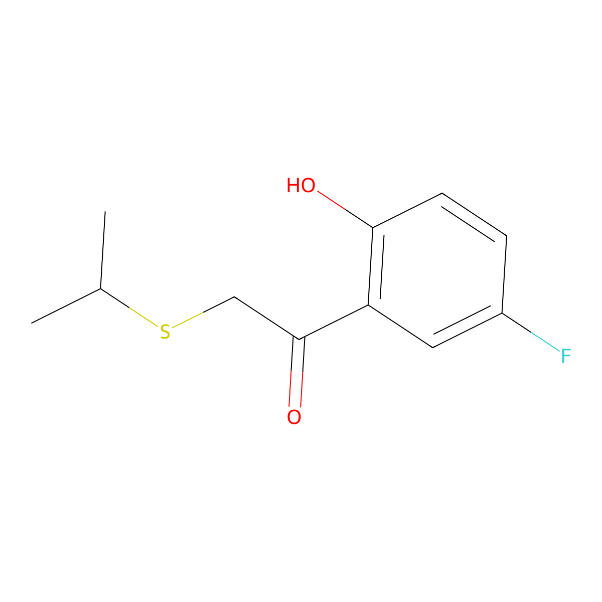 1-(5-Fluoro-2-hydroxyphenyl)-2-(isopropylthio)ethan-1-one molecular structure, CAS 1179721-72-2