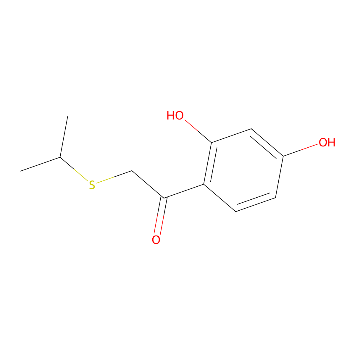 1-(2,4-Dihydroxyphenyl)-2-(isopropylthio)ethan-1-one molecular structure, CAS 1179723-18-2