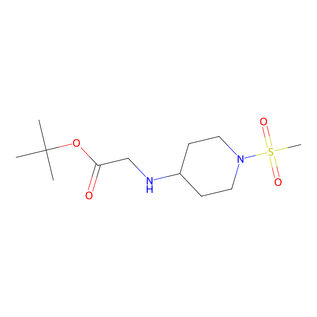Tert-butyl 2-[(1-methanesulfonylpiperidin-4-yl)amino]acetate molecular structure, CAS 1179729-34-0