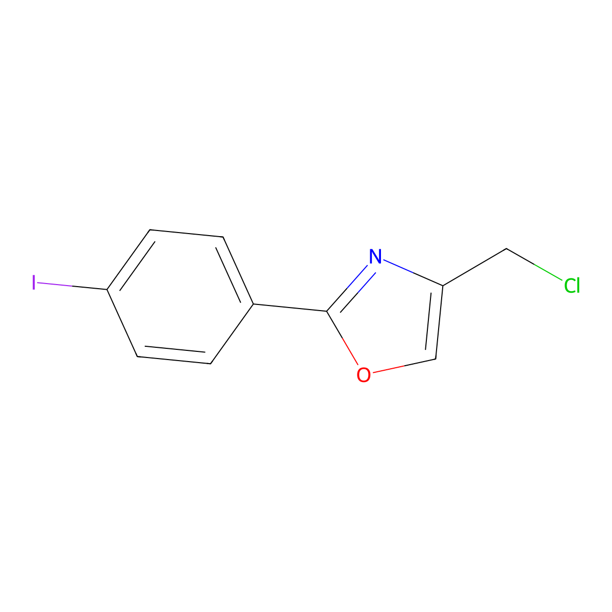 4-(Chloromethyl)-2-(4-iodophenyl)-1,3-oxazole molecular structure, CAS 1179743-32-8