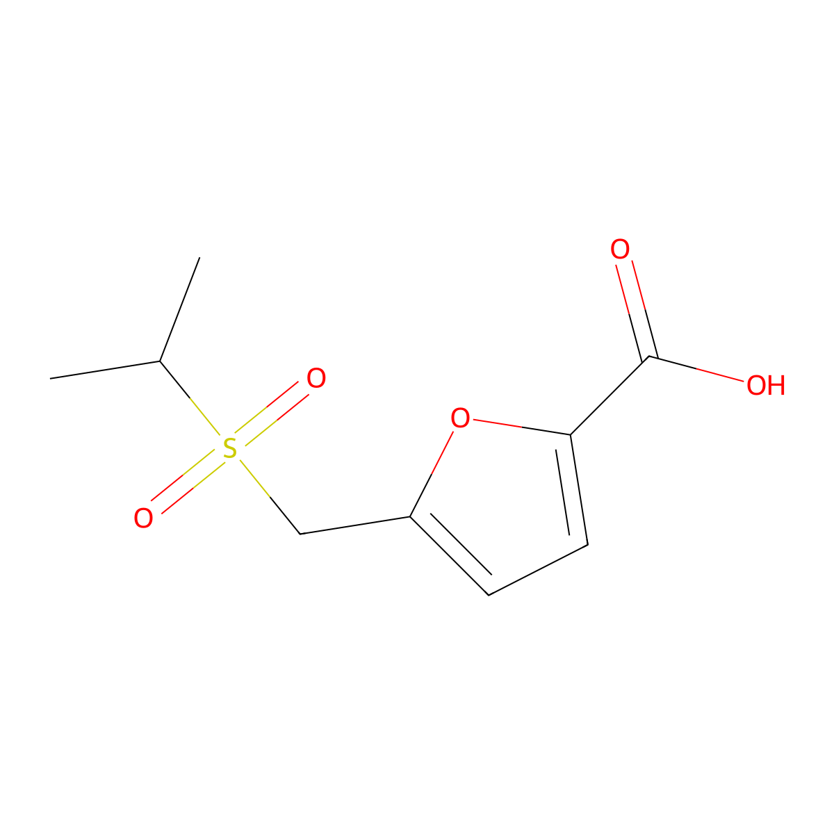 5-((Isopropylsulfonyl)methyl)furan-2-carboxylic acid molecular structure, CAS 1179751-43-9