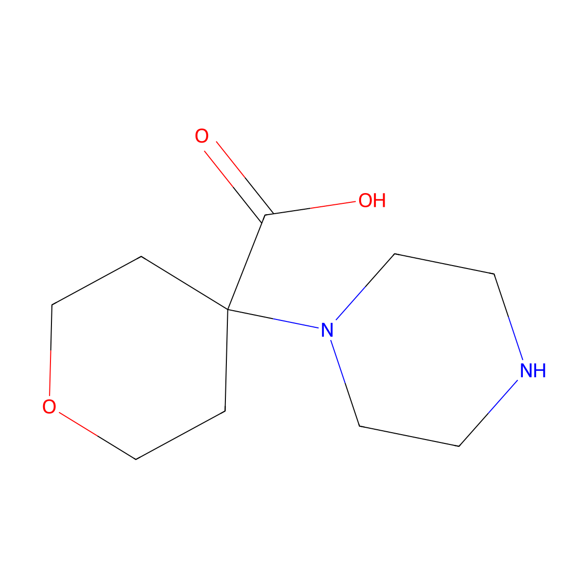 4-(Piperazin-1-YL)oxane-4-carboxylic acid molecular structure, CAS 1179759-96-6