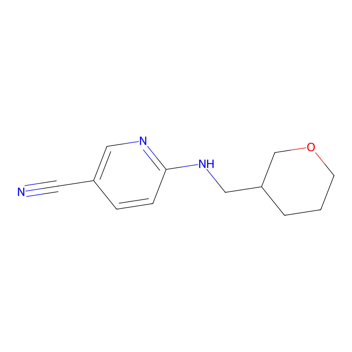 6-{[(Oxan-3-yl)methyl]amino}pyridine-3-carbonitrile molecular structure, CAS 1179793-40-8