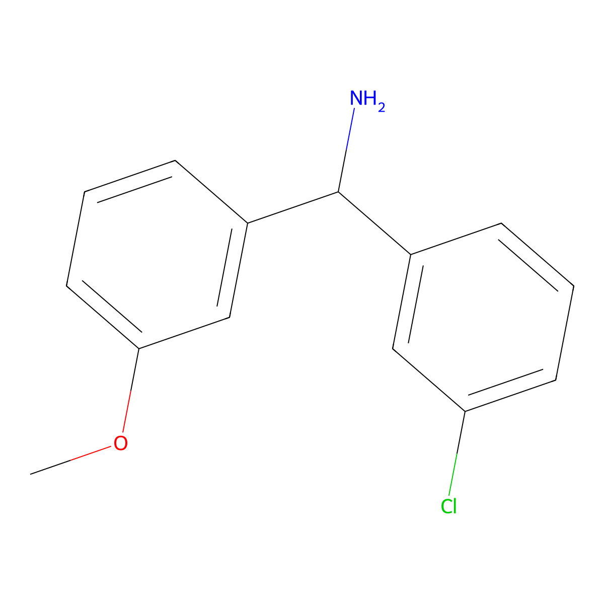 (3-Chlorophenyl)(3-methoxyphenyl)methanamine molecular structure, CAS 1179796-67-8