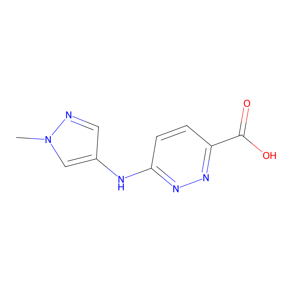 6-[(1-methyl-1H-pyrazol-4-yl)amino]pyridazine-3-carboxylic acid molecular structure, CAS 1179798-33-4