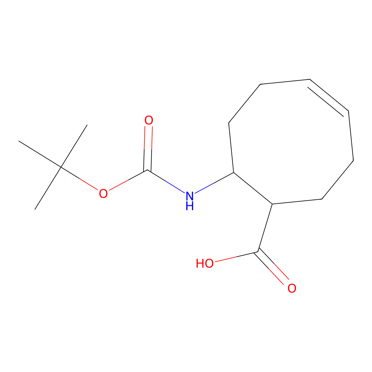 8-[(tert-Butoxycarbonyl)amino]cyclooct-4-ene-1-carboxylic acid molecular structure, CAS 1179812-38-4