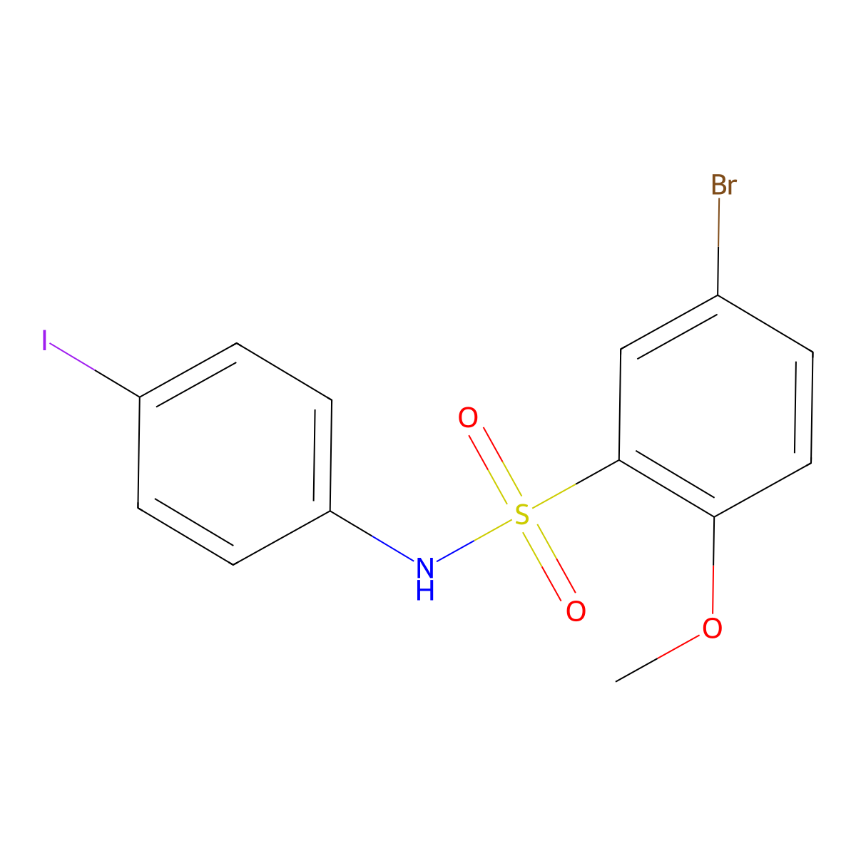 5-bromo-N-(4-iodophenyl)-2-methoxybenzene-1-sulfonamide molecular structure, CAS 1179823-75-6