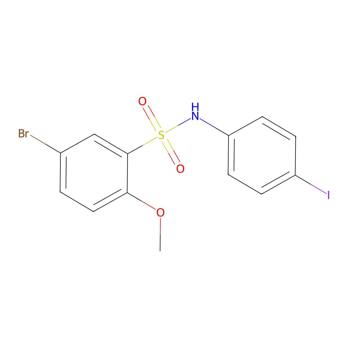5-bromo-N-(4-iodophenyl)-2-methoxybenzene-1-sulfonamide molecular structure, CAS 1179823-75-6