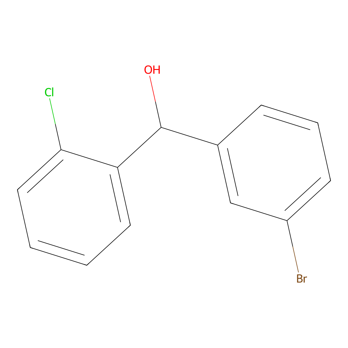 (3-Bromophenyl)(2-chlorophenyl)methanol molecular structure, CAS 1179828-68-2